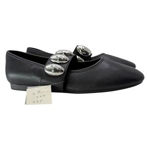 NWT A New Day Womens Black Studded Mary Jane Ballet Flats Memory Foam Size 11